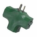 Woods Products Adapter, 3 Outlet Green/Card, 5PK 794GB